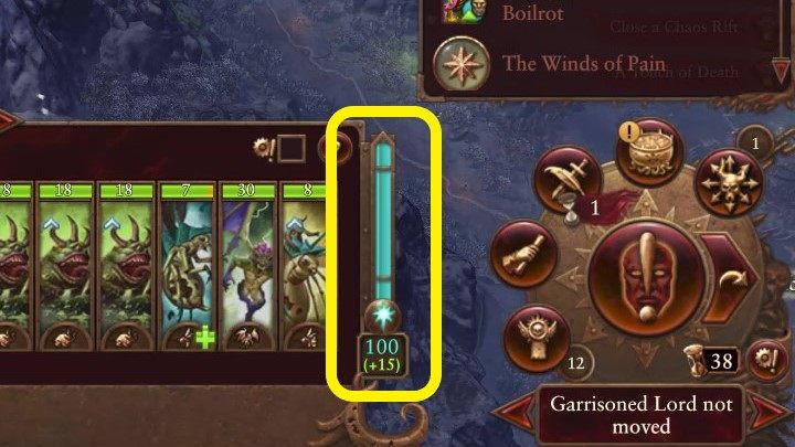 You can check the current state of magical energy of your army after selecting it - Total War Warhammer 3: Winds of Magic and spells - Military - Total War Warhammer 3 Guide