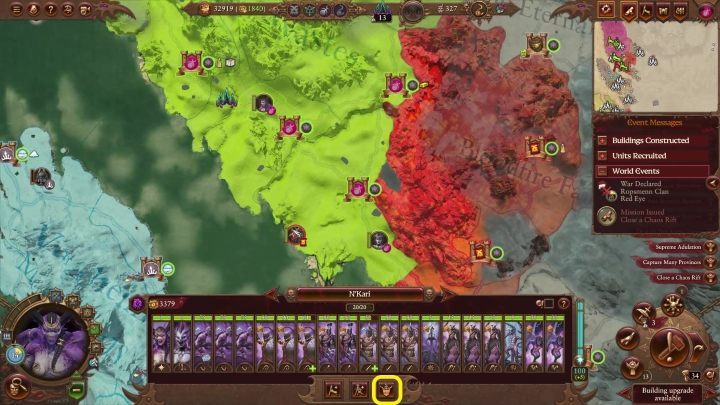 Select an army and press the marked button. - Total War Warhammer 3: Slaanesh - unique mechanics - Slaanesh - Total War Warhammer 3 Guide