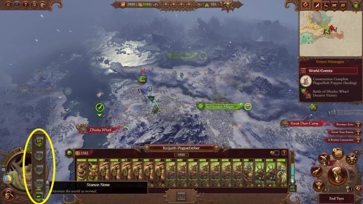 The menu can be found next to the lord's portrait and features several different stances to choose from - Total War Warhammer 3: Movement - Campaign Map - Total War Warhammer 3 Guide