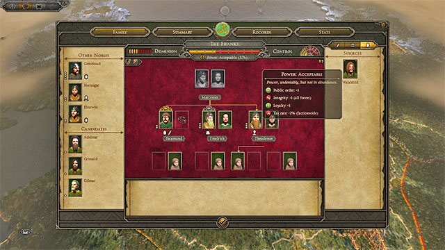 In the family and politics tab you will find three important indicators that have influence over whole country - State authority - Court and state authority - Total War: Attila - Game Guide and Walkthrough