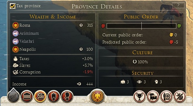 Short list of this information can be seen in the bottom-left corner of the main screen - Interface | Strategic map - Strategic map - Total War: Rome II Game Guide