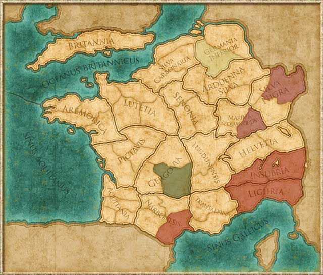 Starting locations of all playable factions in Rome II: Caesar in Gaul. - Essential gameplay changes - Total War: Rome II - Caesar in Gaul - Game Guide and Walkthrough