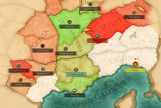 You should start your game from opening diplomacy window - Victory conditions and the first steps - Faction - Rome - Total War: Rome II - Caesar in Gaul - Game Guide and Walkthrough