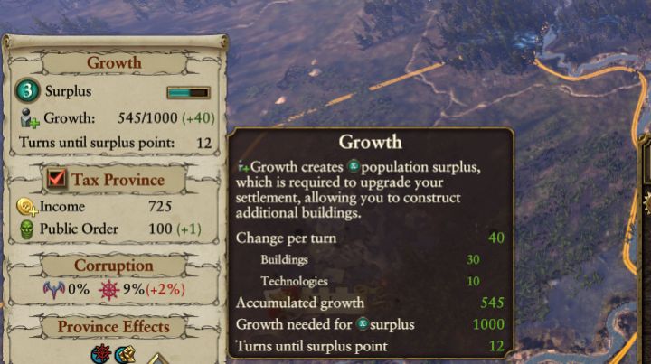 Population surplus can be checked by hovering your mouse over the marked on the province screen. - Developing settlements and provinces - Tips for a good start - Total War: Warhammer Game Guide