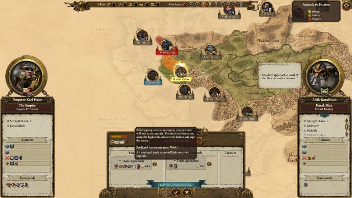 Before signing a trade agreement you can check whether its profitable for you. - Diplomacy and trade - Tips for a good start - Total War: Warhammer Game Guide