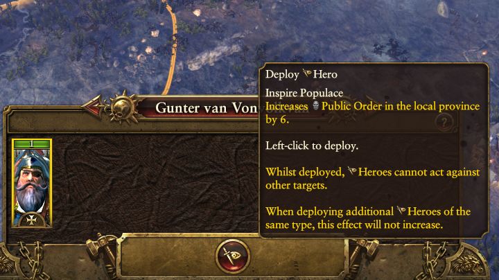 Each hero can be deployed in a province. - Using heroes and its consequences - Heroes - Total War: Warhammer Game Guide
