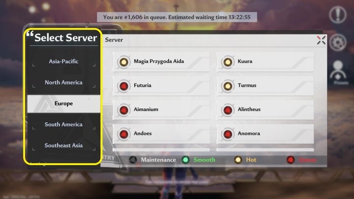 On the left you'll see the server list - Tower of Fantasy: Server selection - does it matter? - FAQ - Tower of Fantasy Guide