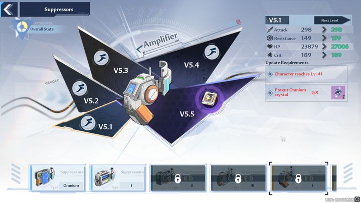 With each upgrade, you'll get a stat boost, as well as Matrices of higher rarity , which are special chips that can be socketed on the given weapon to further increase its damage dealing potential - Tower of Fantasy: Suppressors - Basics - Tower of Fantasy Guide