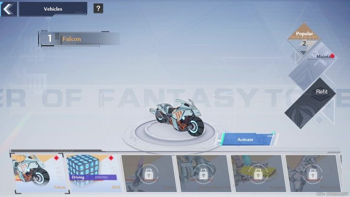 As already mentioned, the Falcon is the first vehicle to be added to your collection - Tower of Fantasy: Vehicles - list of all, how to unlock? - Basics - Tower of Fantasy Guide