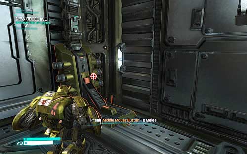 Get to the next room and destroy two mechanisms (picture) by pressing middle mouse button - Walkthrough - Chapter 1 - The Exodus - Walkthrough - Transformers: Fall of Cybertron Game Guide & Walkthrough