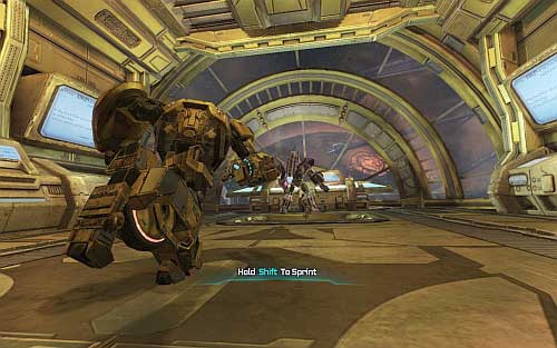 When you deal with enemies move to the computer near doors, open them, press shift and after short run press middle mouse button - Walkthrough - Chapter 1 - The Exodus - Walkthrough - Transformers: Fall of Cybertron Game Guide & Walkthrough