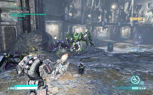 Start following the pointer - Chapter 5 - Cut and Run - p. 2 - Walkthrough - Transformers: Fall of Cybertron Game Guide & Walkthrough