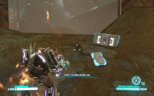 Jump down from the platform that youve touched down a couple moments ago and move between pillars on the left side - Chapter 6 - Death from Above - p. 1 - Walkthrough - Transformers: Fall of Cybertron Game Guide & Walkthrough