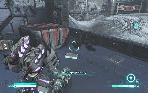 Jump down to little canyon on the right side and move on the platform on the right side - Chapter 10 - The Final Counton - p. 1 - Walkthrough - Transformers: Fall of Cybertron Game Guide & Walkthrough