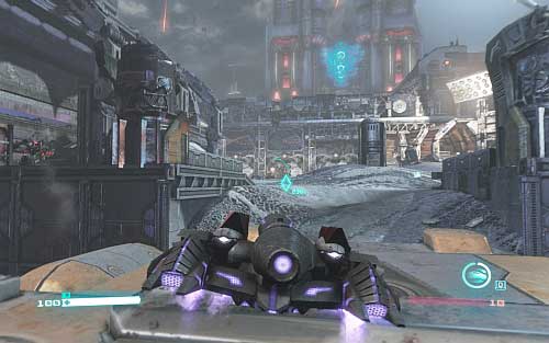 After conversation leave the building and move to the bridge activated by Soundwave - Chapter 10 - The Final Counton - p. 1 - Walkthrough - Transformers: Fall of Cybertron Game Guide & Walkthrough