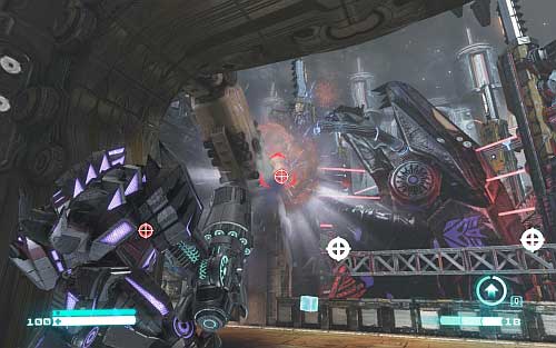 Follow the pointer and eliminate enemies - Chapter 10 - The Final Counton - p. 2 - Walkthrough - Transformers: Fall of Cybertron Game Guide & Walkthrough