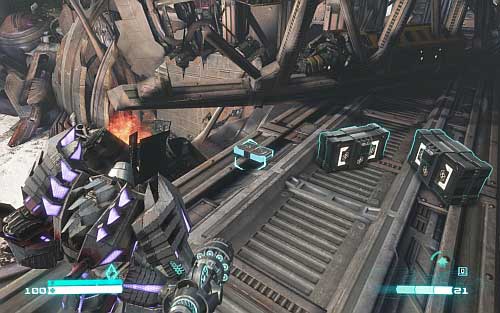 Cross the square and jump on the platform with enemies on the right side - Chapter 10 | Audio Logs - Audio Logs - Transformers: Fall of Cybertron Game Guide & Walkthrough