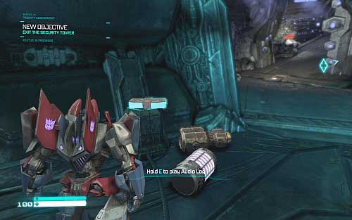 When you gain control over Starscream move to the exit - Chapter 11 | Audio Logs - Audio Logs - Transformers: Fall of Cybertron Game Guide & Walkthrough