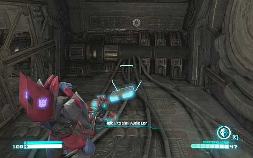 When Shockwave passes below you start moving forward - Chapter 11 | Audio Logs - Audio Logs - Transformers: Fall of Cybertron Game Guide & Walkthrough