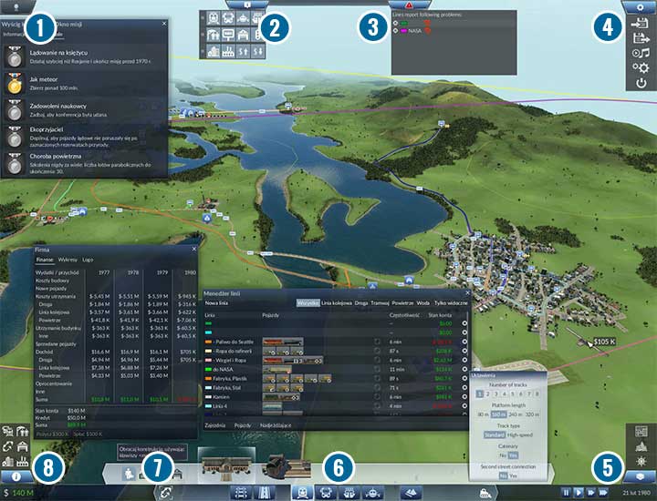 The Main Screen - Interface and controls in Transport Fever - Tips and Playthrough description - Transport Fever Game Guide