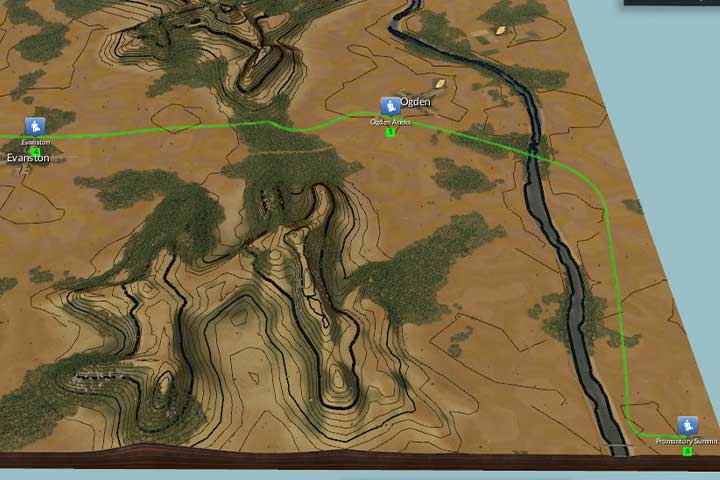 Connect Everstone and Ogden, and then with the last station - Promontory Summit - Mission 1 - Wild West | The USA Campaign - The USA Campaign - Transport Fever Game Guide