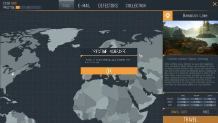 A Prestige Increased screen. - How to increase my Prestige in Treasure Hunter Simulator? - Basics - Treasure Hunter Simulator Guide