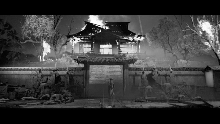 To start the final boss fight, choose the stairs that lead towards the dojo - Trek to Yomi: Chapter 7 - walkthrough - Walkthrough - Trek to Yomi Guide