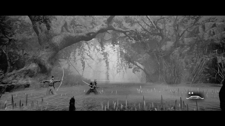 By heading to the right, you'll encounter the first hostile samurai and after a short conversation, a fight will begin - Trek to Yomi: Chapter 4 - walkthrough - Walkthrough - Trek to Yomi Guide