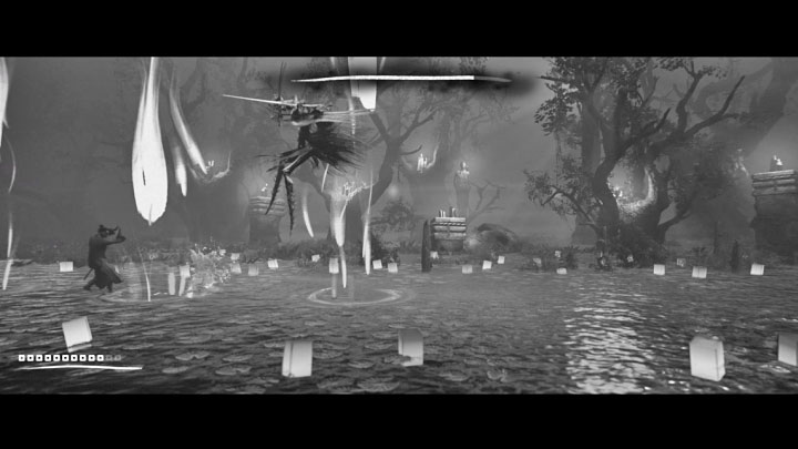 One of the boss's additional attacks is bombing the area (like in the attached screenshot) - Trek to Yomi: Chapter 4 - walkthrough - Walkthrough - Trek to Yomi Guide