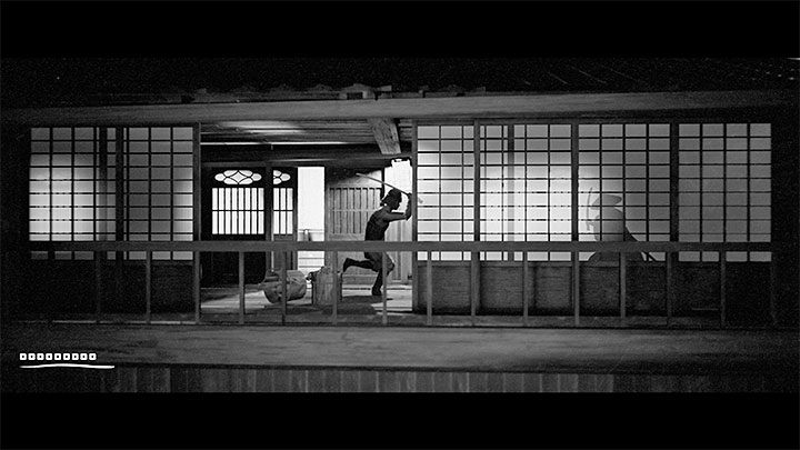 Use the ladder, go left and fight again, this time more than once - first on the roofs and then in the corridor with curtains (use the shadows to determine the position of the protagonist and the enemies) - Trek to Yomi: Chapter 3 - walkthrough - Walkthrough - Trek to Yomi Guide