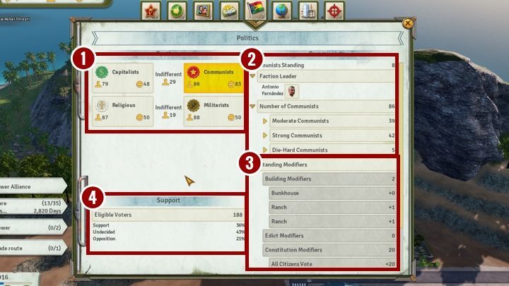 Of course, views of various factions frequently dont line with each other - Fractions in Tropico 6 - Basics - Tropico 6 Guide