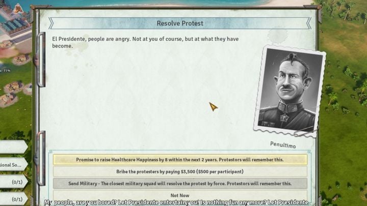 If your citizens are unhappy, they will start to protest - Happiness and approval | Mechanics in Tropico 6 - Mechanics - Tropico 6 Guide