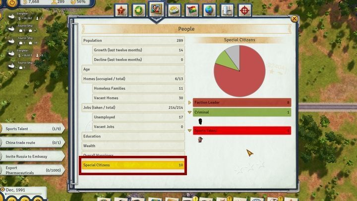Due to the fact that searching for special citizens is one of your tasks, you have to increase their detectability - Ballgame - Islands Walkthrough - Tropico 6 Guide