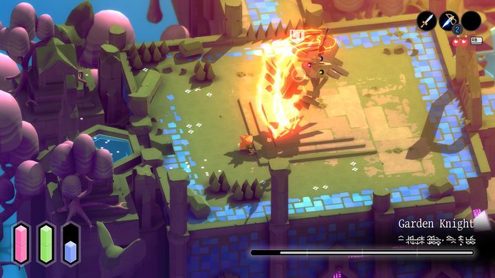 In situations where you see the Garden Knight kneeling down, and he's going to make the pirouette, just move as far as you can - Tunic: Garden Knight - boss, how to beat? - Bosses - Tunic Guide