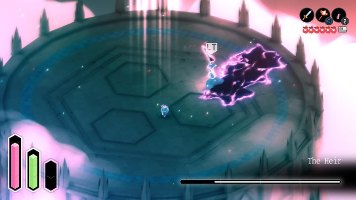 Sword-based enemy moves can be easily learned - in this case, you just have to keep your distance when normal swings are being used and roll to the side when you see the boss charging at you - Tunic: The Heir - boss, how to beat? - Bosses - Tunic Guide