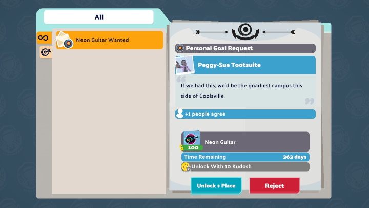 If there is a request for a specific item in your mailbox, you can unlock it in the message window - Two Point Campus: Kudosh - how to get? - FAQ - Two Point Campus Guide