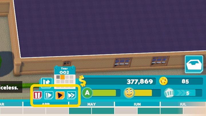 These buttons are for manipulating the speed of the game - Two Point Campus: User interface - Basics - Two Point Campus Guide