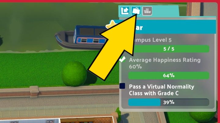 You can view your career goals here - Two Point Campus: User interface - Basics - Two Point Campus Guide