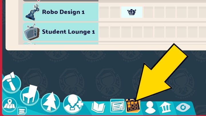 To create new events, go to the Course Management section and select the tab shown in the picture above - Two Point Campus: Events and timetable - Basics - Two Point Campus Guide