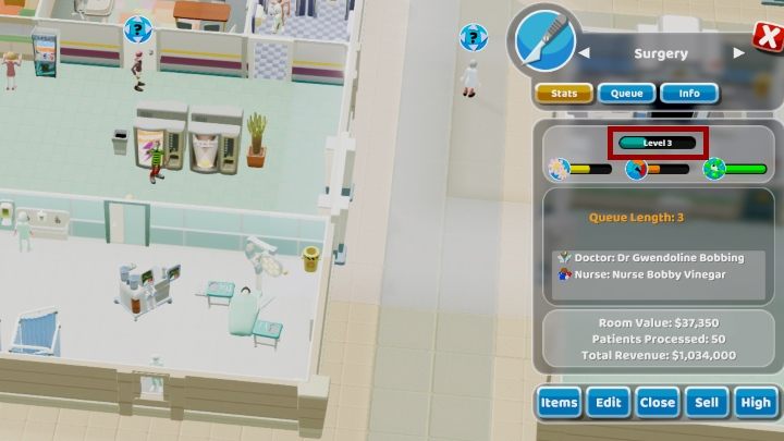 Its easy to check the prestige of your rooms. - Hospitals Reputation in Two Point Hospital - Mechanics - Two Point Hospital Game Guide