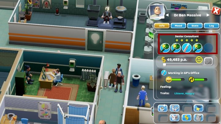 You can also check skills of those who want to work at your hospital - Medical Staff in Two Point Hospital - Mechanics - Two Point Hospital Game Guide
