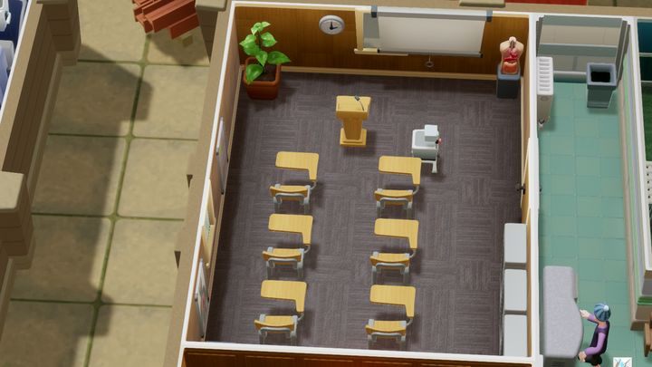 This is the room where your employees are trained - Hospital Rooms in Two Point Hospital - Mechanics - Two Point Hospital Game Guide