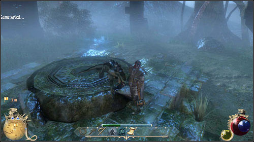 After collecting all three waters, use them to bring the monster back to life - get onto the platform - Grimoire of Elah, Feeling Well | Quests - Necromancers Guild - Quests - Necromancers Guild - Two Worlds II Game Guide