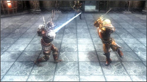 After watching another cutscene, head towards the stairs (M41:3) and go down to the throne room [Inside Vakhmaar - first floor] - Jail Break | Main quests - Prologue - Main quests - Prologue - Two Worlds II Game Guide