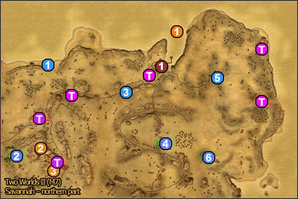 1 - Savannah - northern part | World Atlas Maps - Maps - Two Worlds II Game Guide