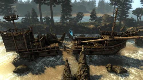 The shipwreck has been captured by a group of six Ublarions, there are warriors and archers here - [03-S] Silk Gown - Walkthrough - Two Worlds II: Pirates of The Flying Fortress - Game Guide and Walkthrough