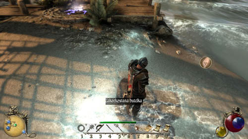 Use the Teleport Stone to go to [3], and once you're there head to [4] on foot, to find a small lake - [26-S] Message in a Bottle - Walkthrough - Two Worlds II: Pirates of The Flying Fortress - Game Guide and Walkthrough