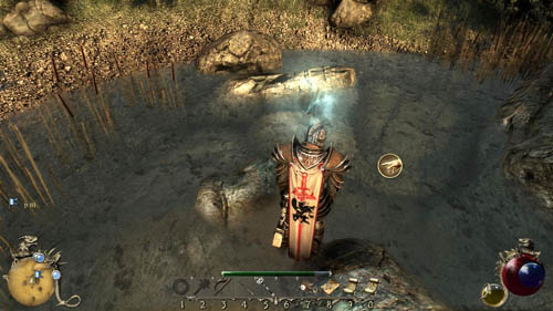 It's interesting to observe that magically the water stays above you, so that you can begin searching this small cave - [26-S] Message in a Bottle - Walkthrough - Two Worlds II: Pirates of The Flying Fortress - Game Guide and Walkthrough