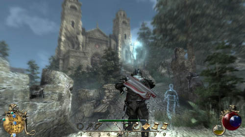 After you've found yourself in the cathedral, run down the stairs, and you'll begin the conversation with a sorcerer called Tornak automatically - [33-M] Lovers' Conspiracy (2/2) - Walkthrough - Two Worlds II: Pirates of The Flying Fortress - Game Guide and Walkthrough