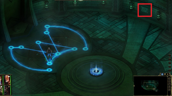 Take the last rubbing (its location is marked on the above picture) and draw the same pattern on the Runic Halls floor (see the image above) - Seats of Power - main quest | Haven - Haven - Tyranny Game Guide